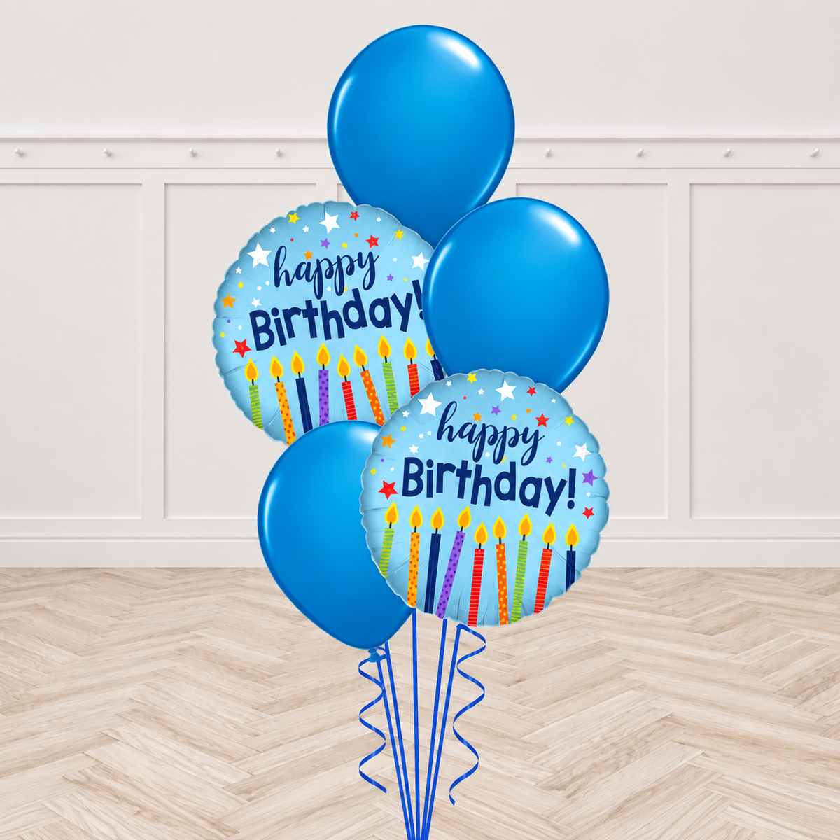 Blue Birthday Candles Balloon Bouquet