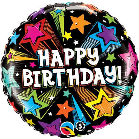 Round Foil Birthday Colorful Shooting Stars