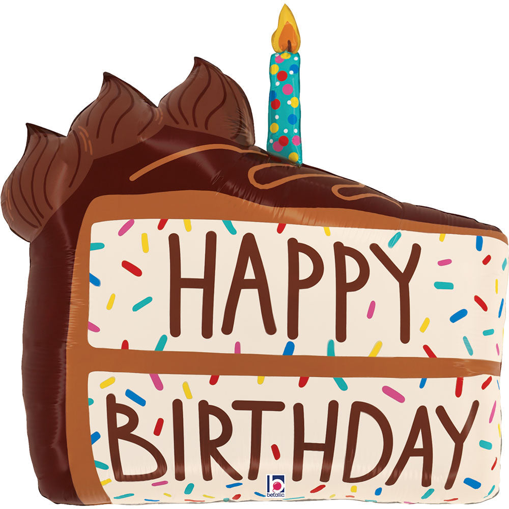 BDay Chocolate Cake Slice Balloon, Helium & weight