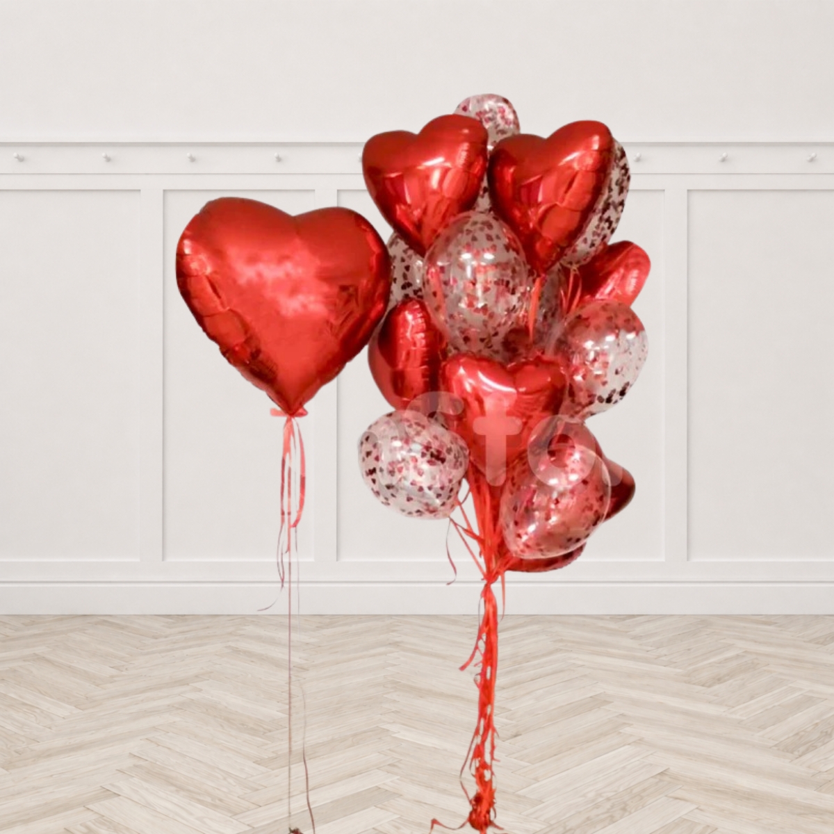 Love Red Confetti Classic Confetti Balloon Bouquet Set - bouquet for valentines