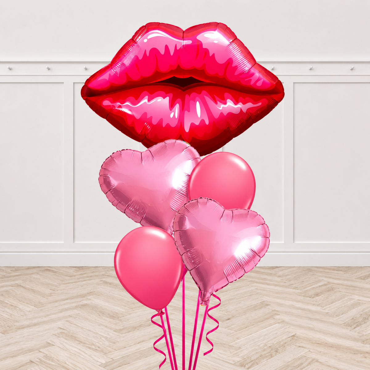 Pink Lips and Hearts Love Balloon Bouquet