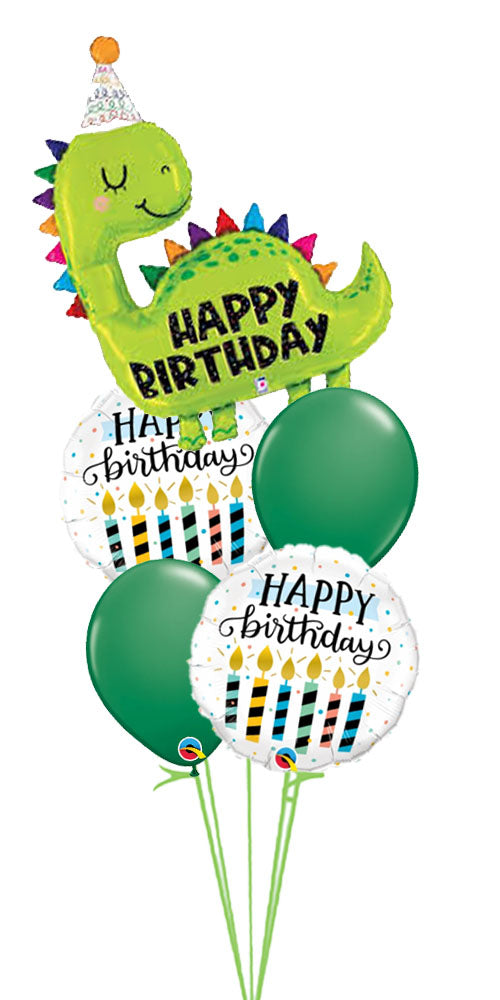 Dino Birthday, Candle happy Birthday Balloon Bouquet With weight