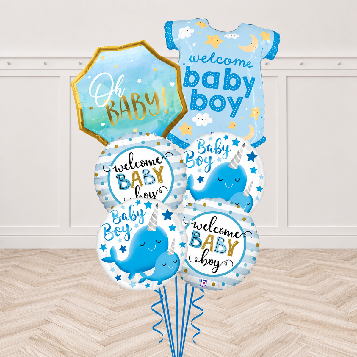 Oh Baby Boy Narwhal Balloon Bouquet