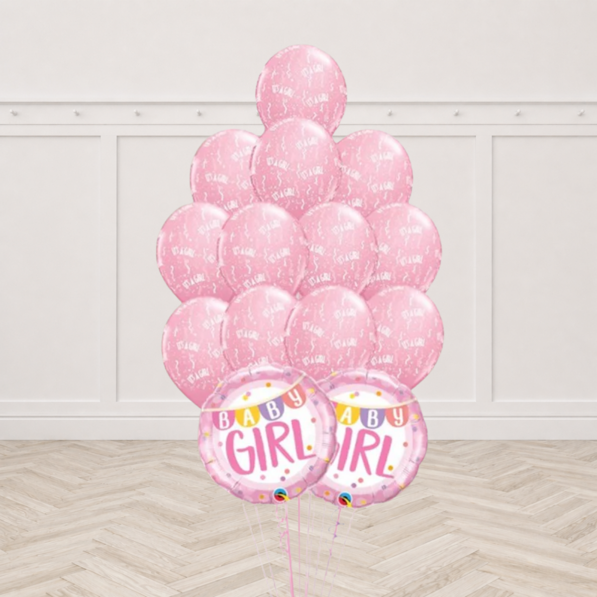 Girl Pennant A-Round Latex Big Balloon Bouquet with Weight