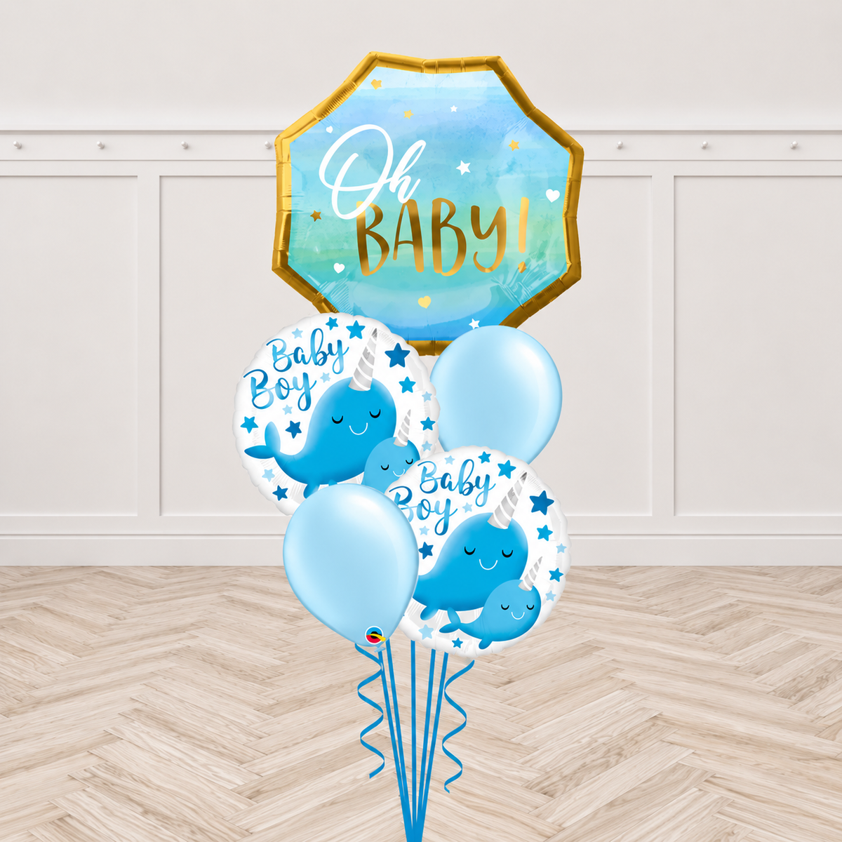 Oh Baby Boy Narwhal Balloon Trio