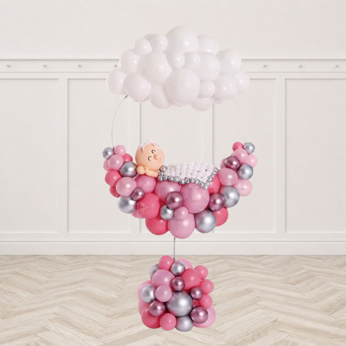 Starry Cloud Sleepin' Baby Girl Balloon Stand Pre-Order 1 Day in Advance