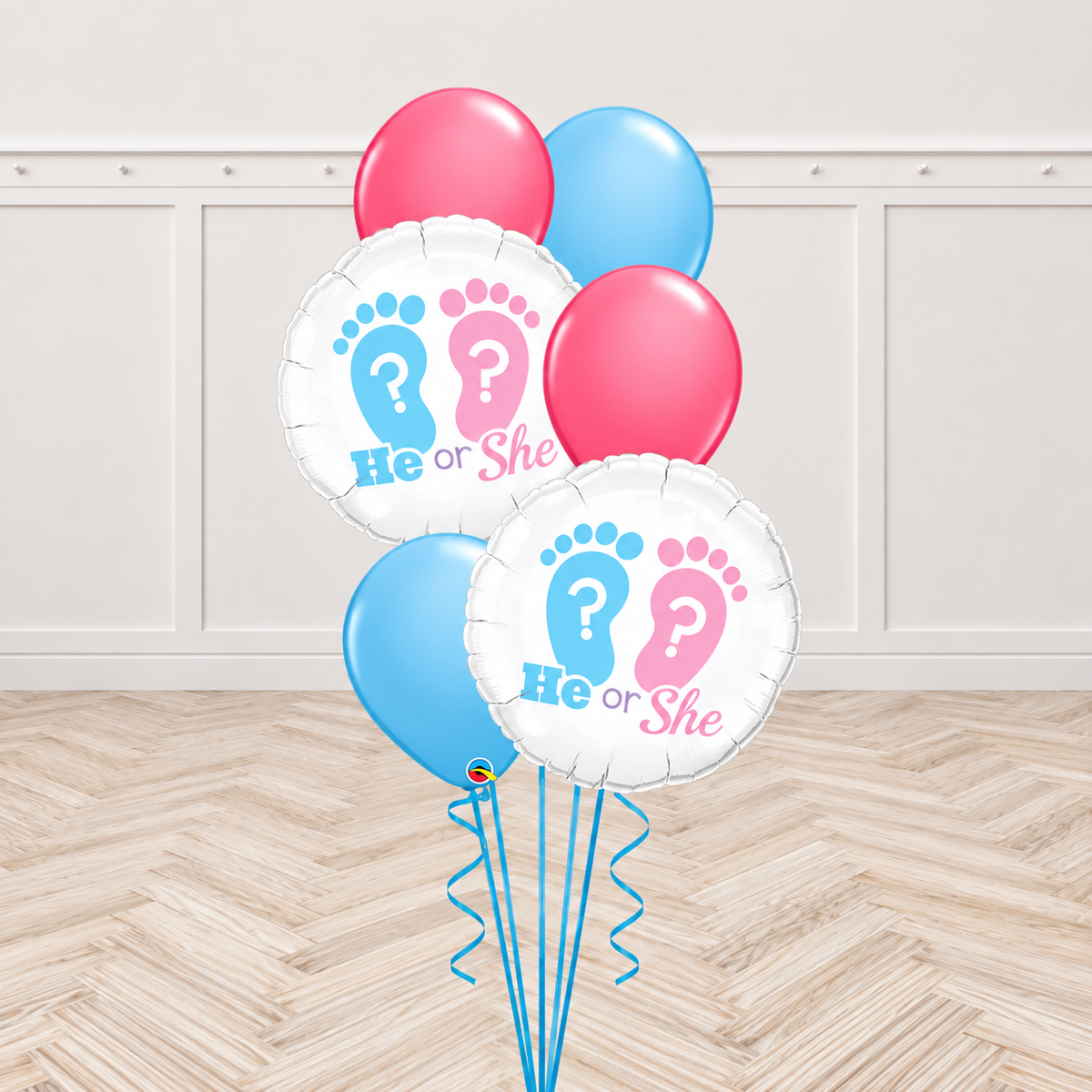He or She Twin Balloon Bouquet