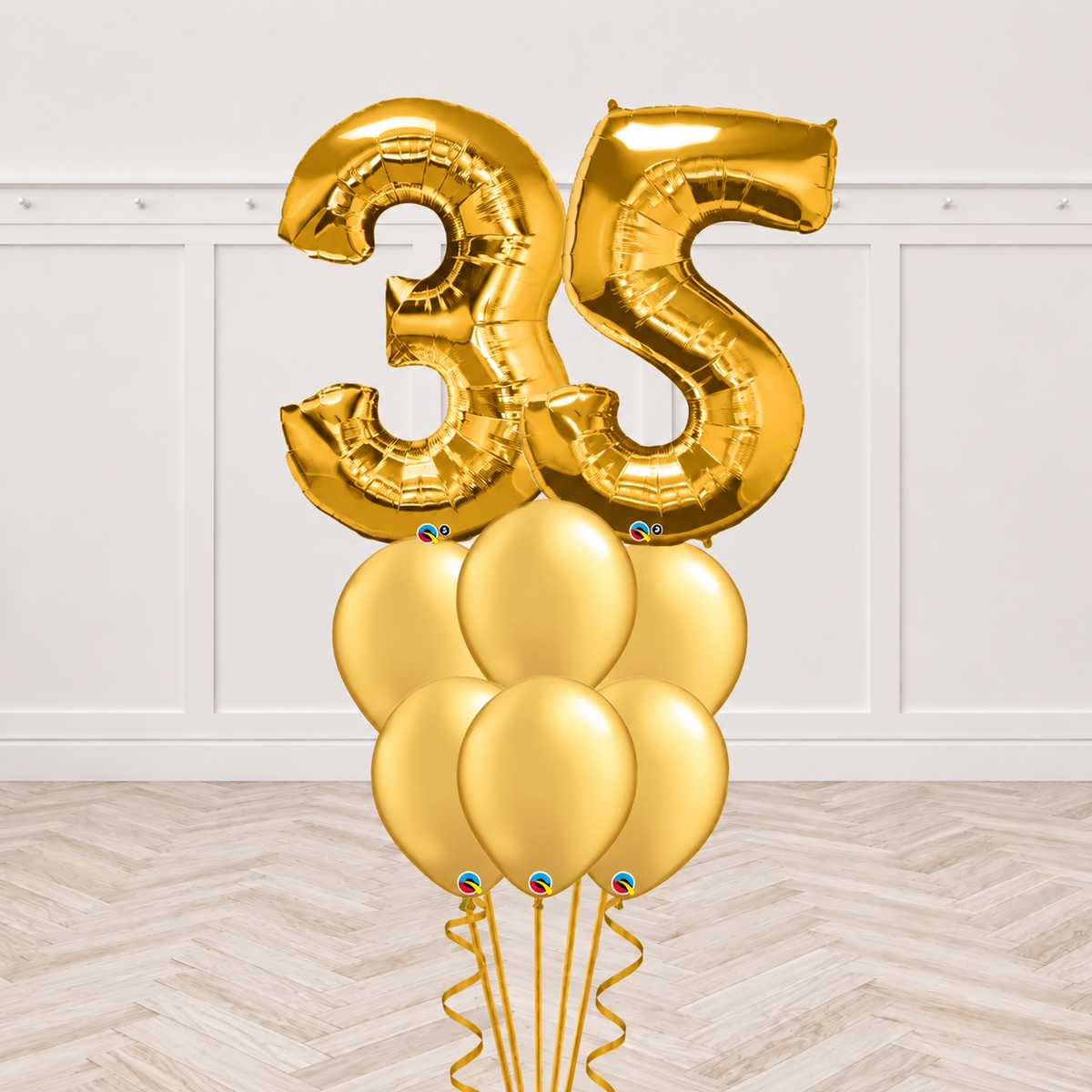 Gold Any Two Number Birthday Balloon Bunch