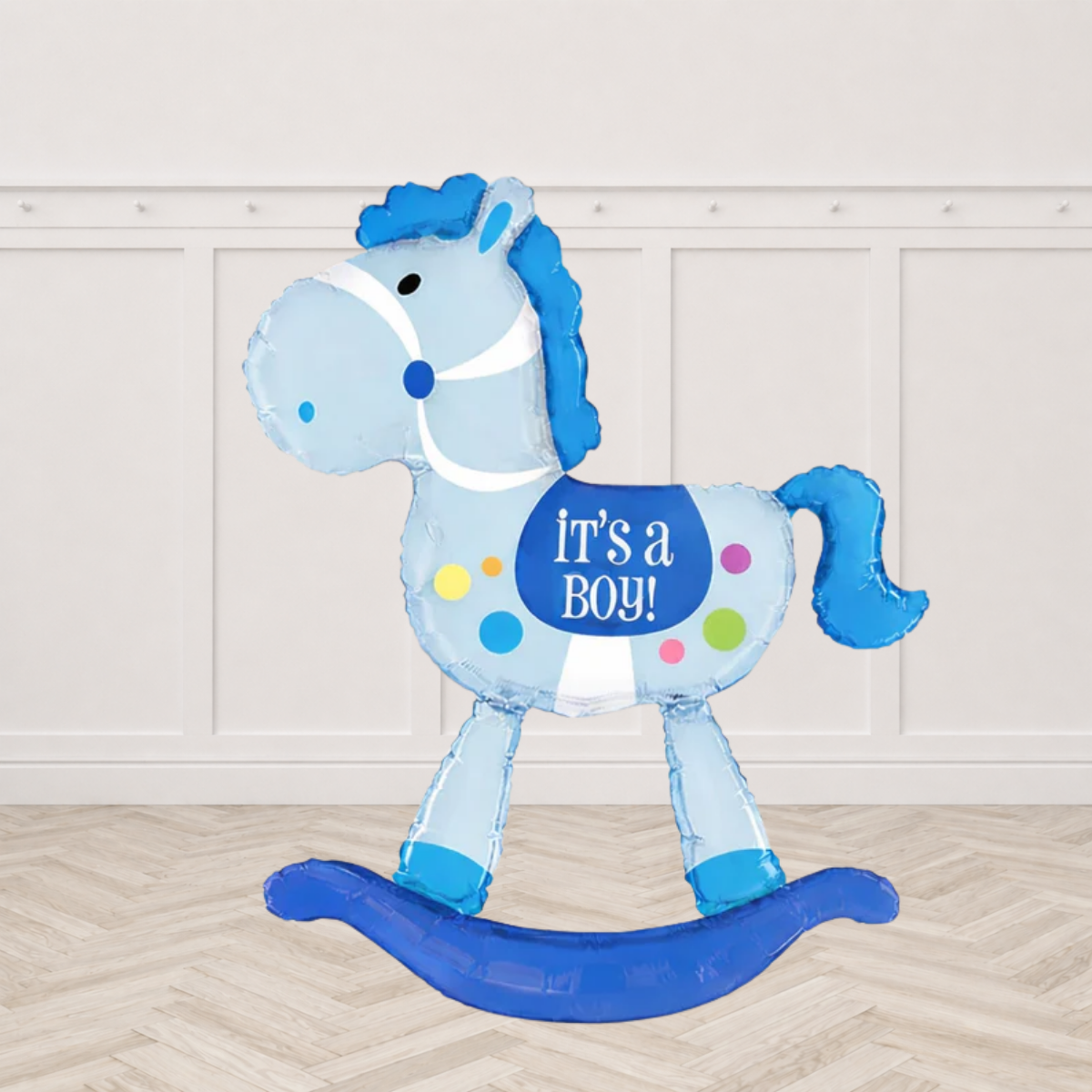 Blue Rocking Horse Baby Boy Stand-Up Balloon