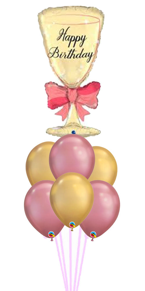 HB Glass W Ribbon  Chrome Latex Balloon bouquet With Weight