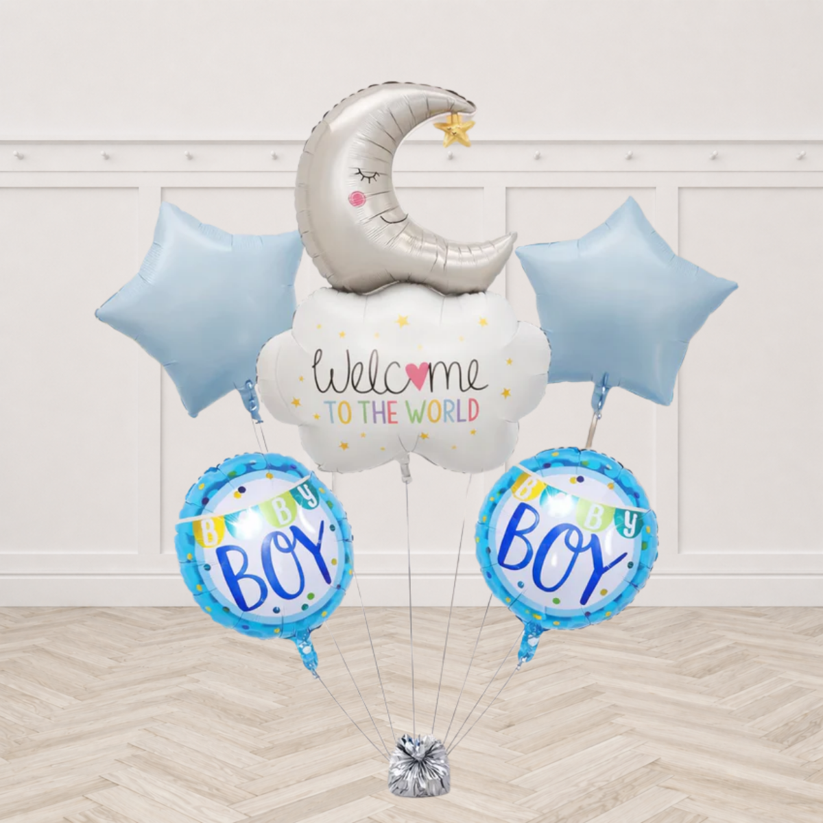 Welcome to the World Baby Boy Balloon with Weight