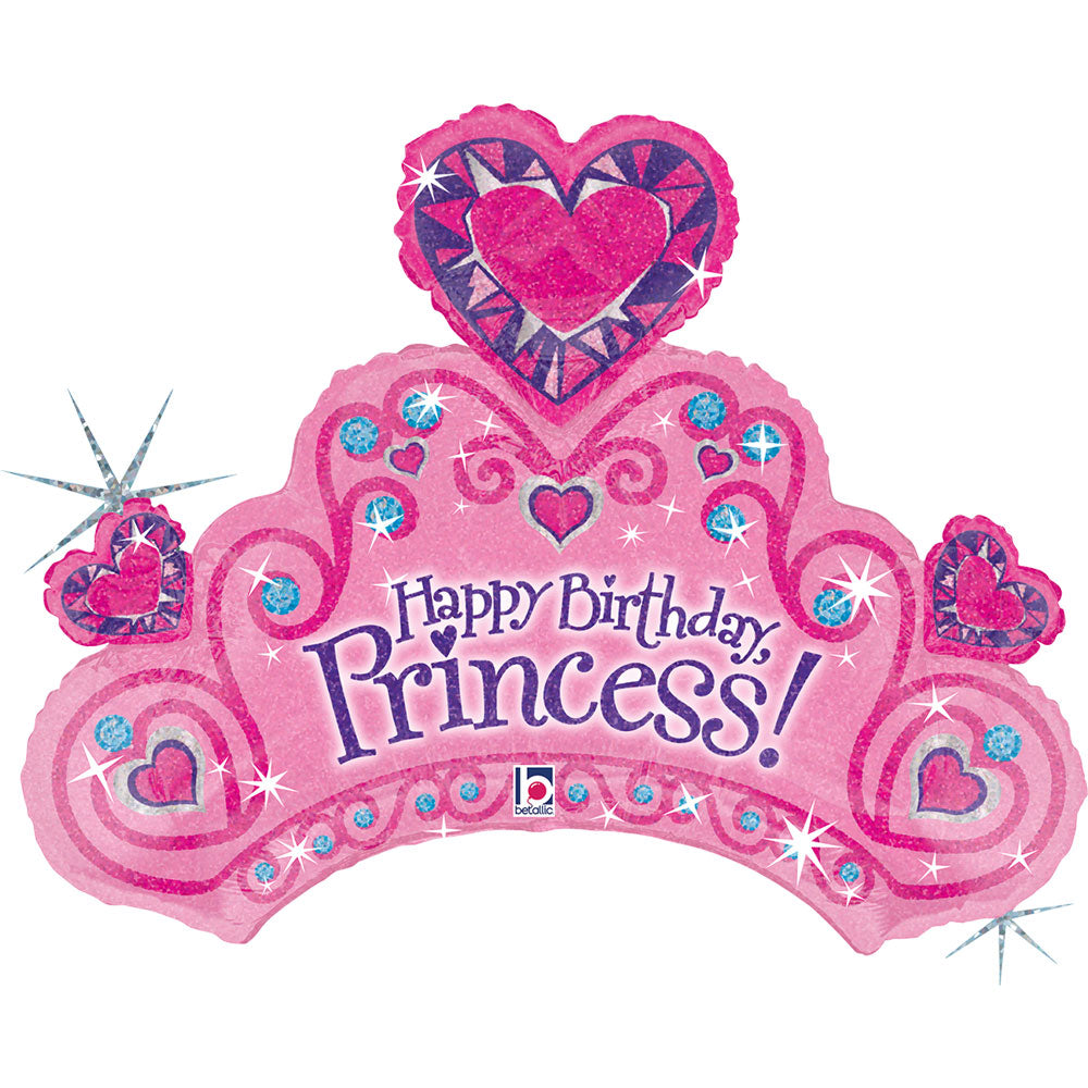 Happy Birthday Tiara foil balloon, Helium With Weight