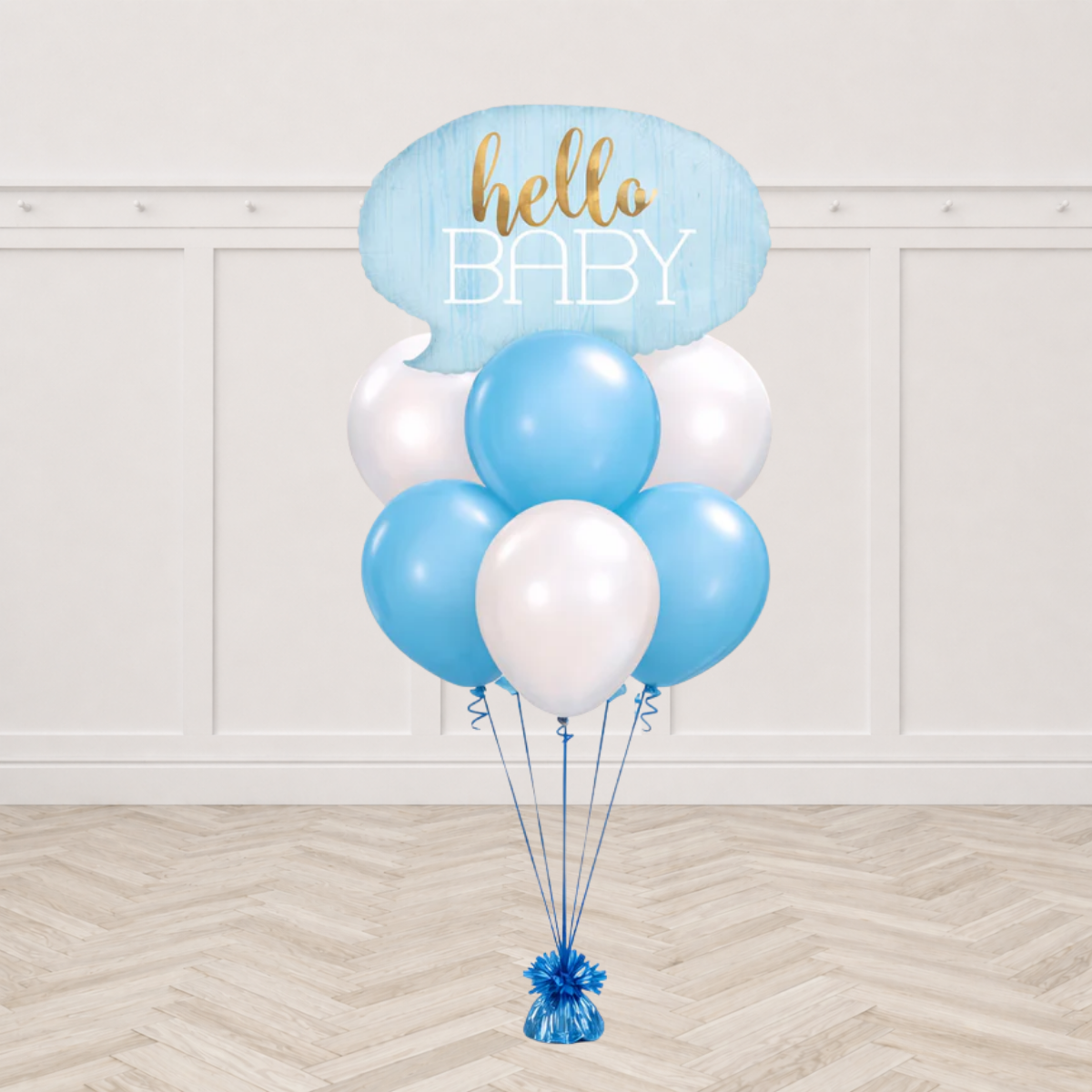 Hello Baby Boy balloon Bouquet with Weight