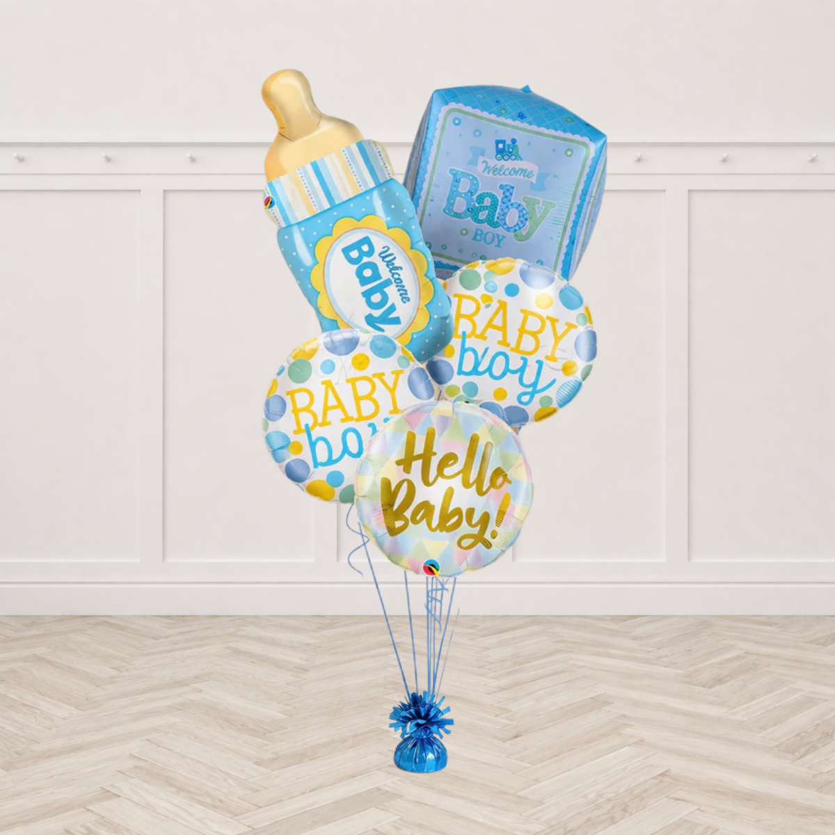 Hello Baby Welcome Baby Boy Balloon Bouquet
