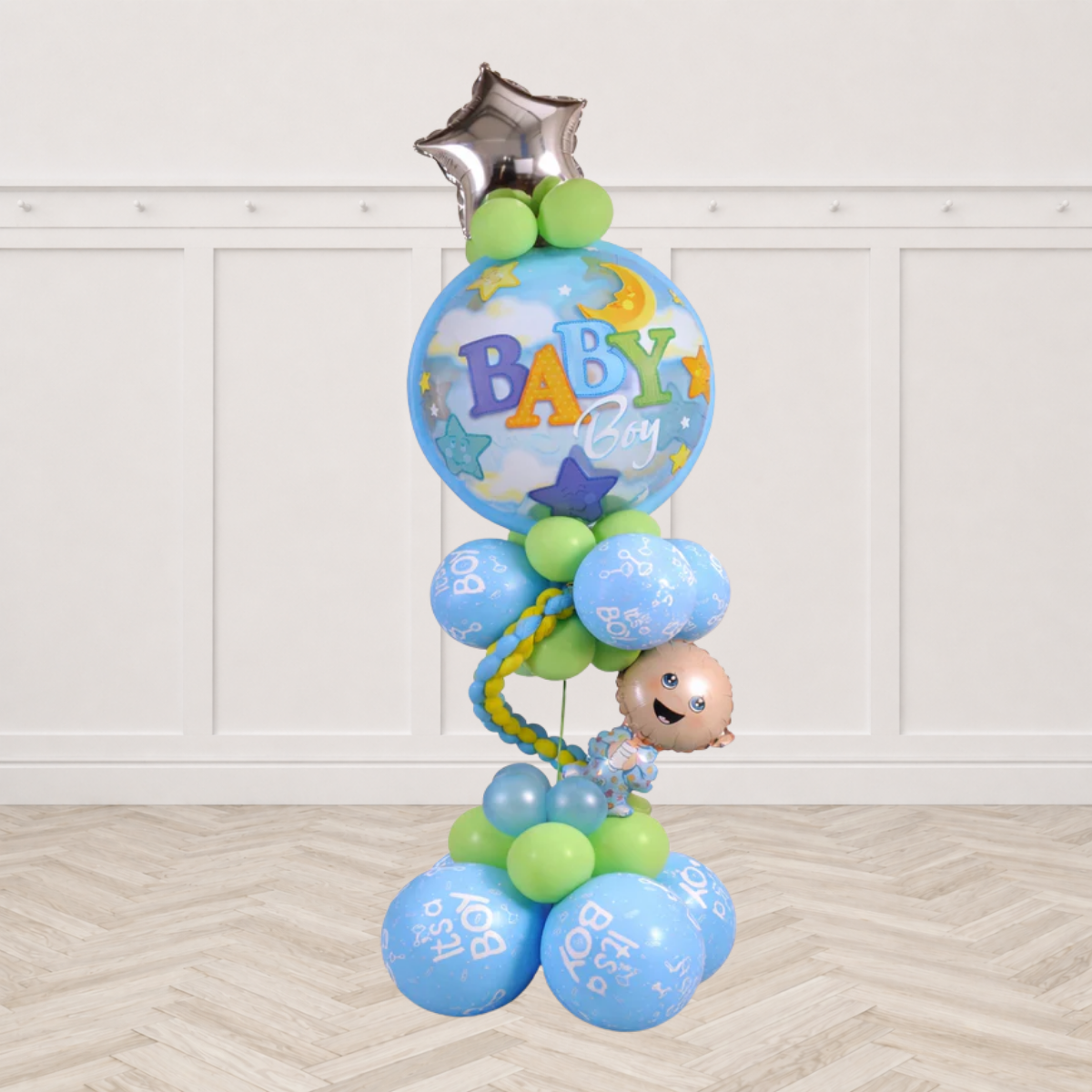 Baby Boy Moon & Stars Balloon Arrangement