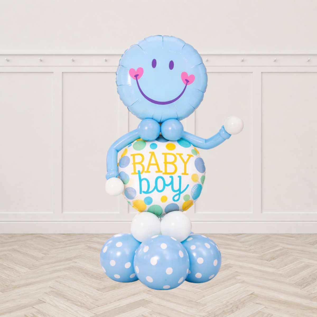Baby Boy Dots Sweet Smile Balloon Arrangement