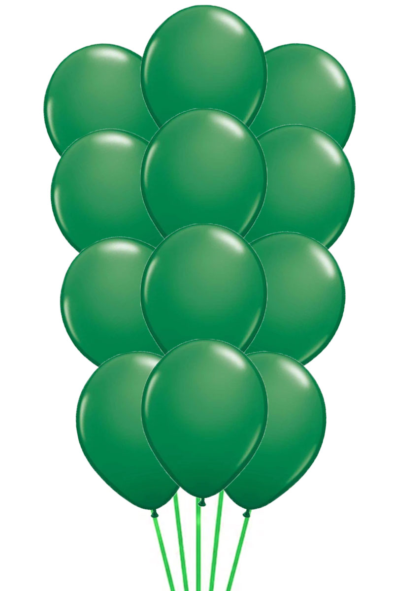 Bouquet of 12 dark green latex balloons
