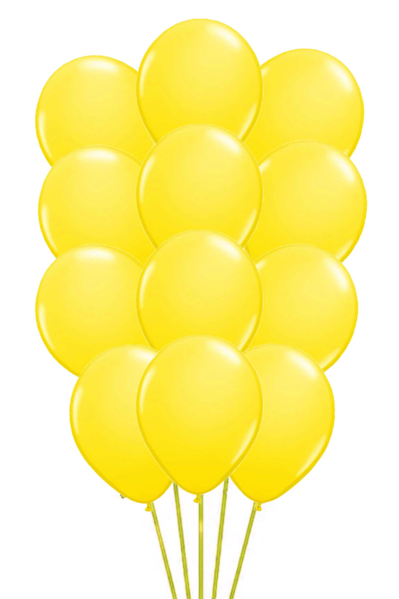 Bouquet of 12 yellow latex balloons