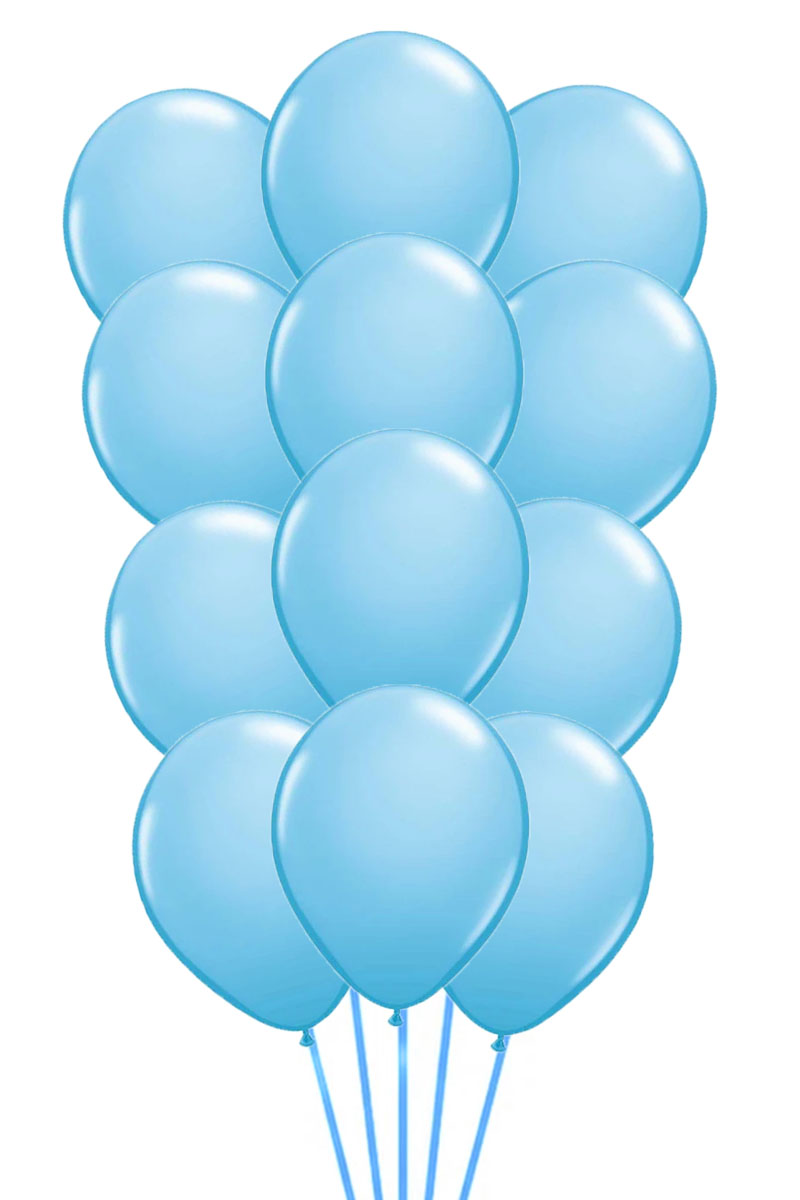Bouquet of 12 pale blue latex balloons
