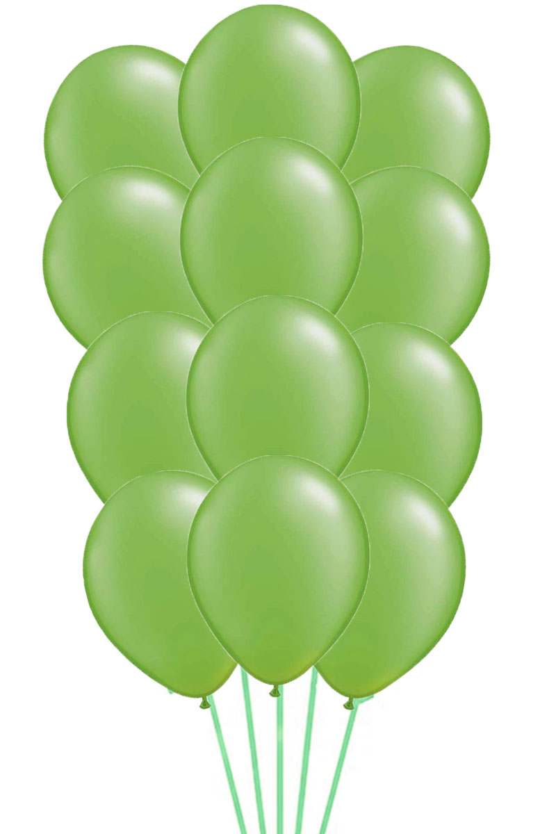 Bouquet of 12 lime green latex balloons