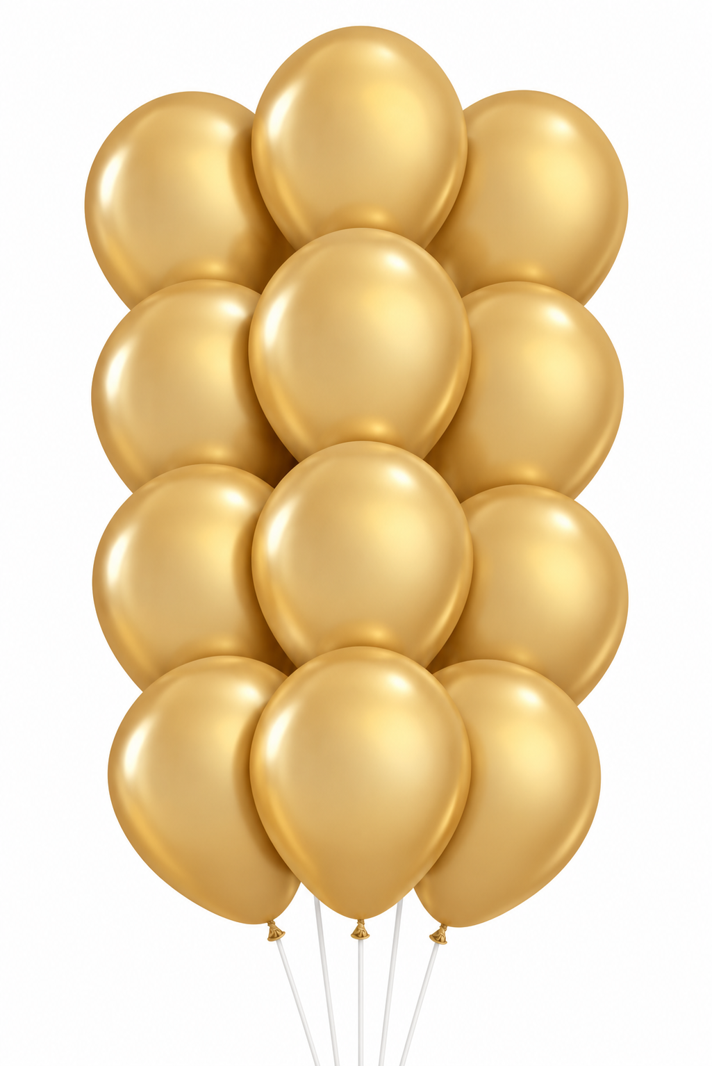 Bouquet of 12 gold chrome latex balloons