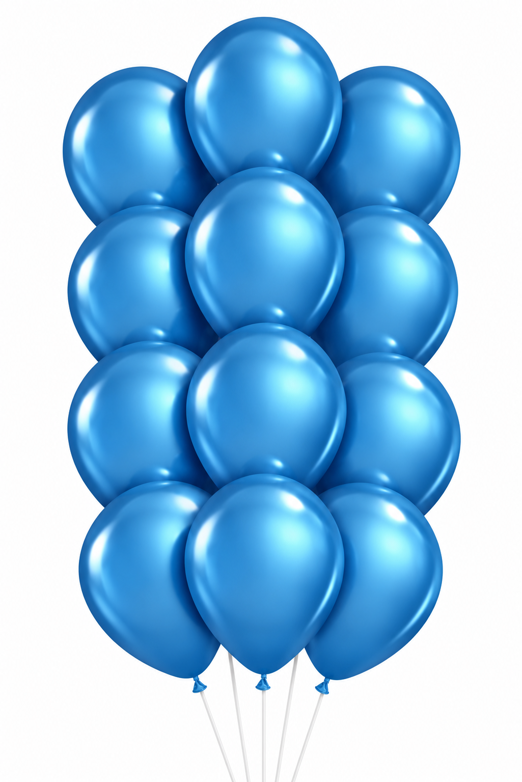 Bouquet of 12 blue chrome latex balloons