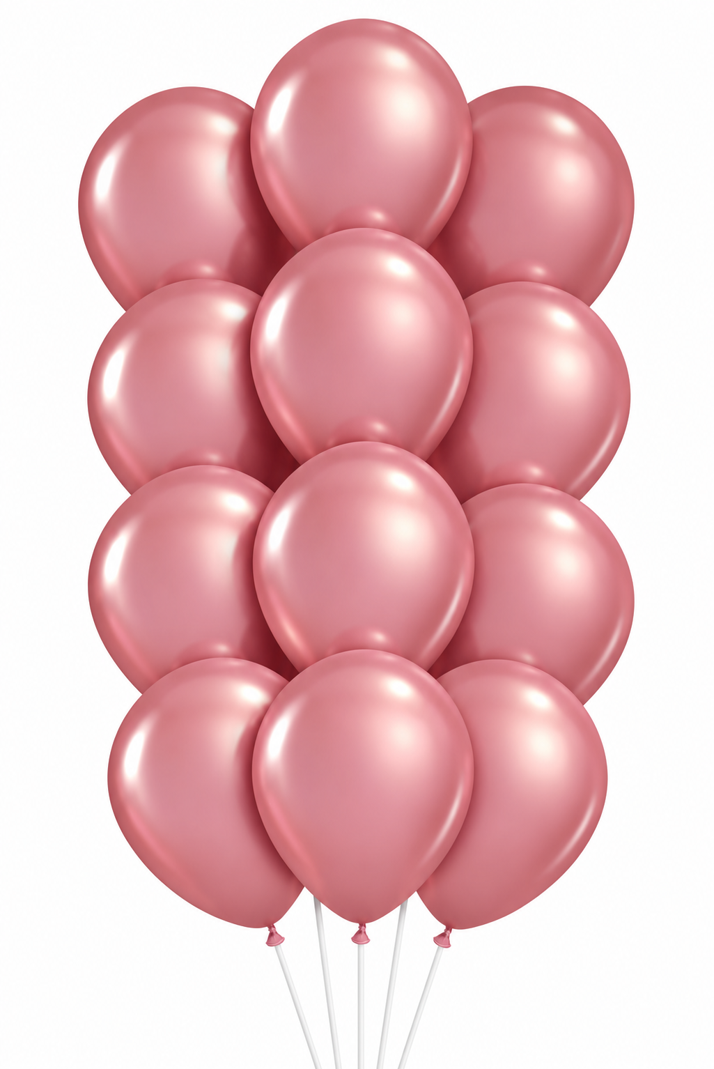 Bouquet of 12 mauve chrome latex balloons