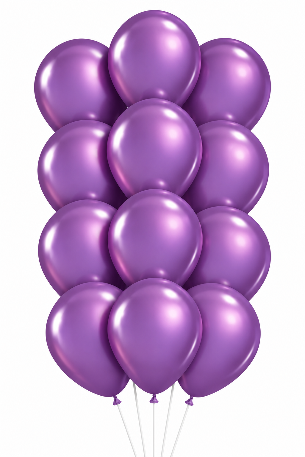 Bouquet of 12 purple chrome latex balloons