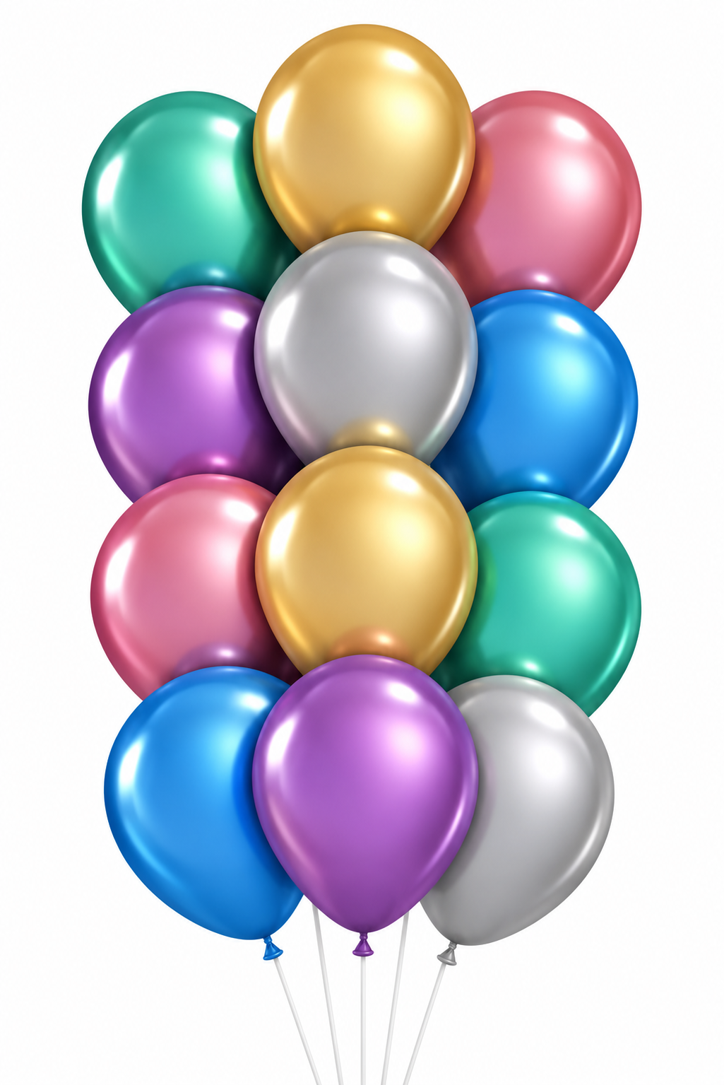 Bouquet of 12 mixed chrome latex balloons