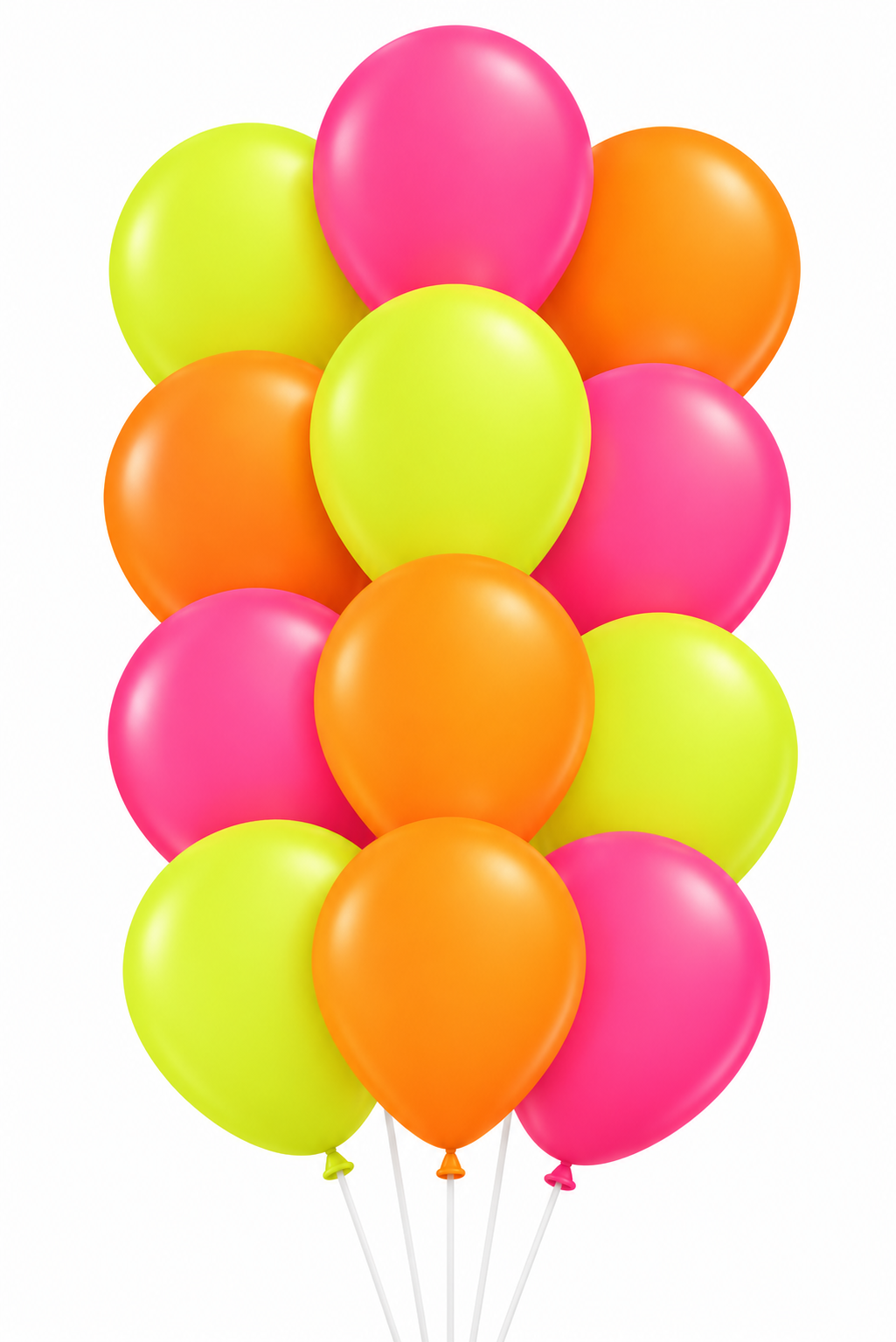 Bouquet of 12 neon yellow pink and orange latex balloons