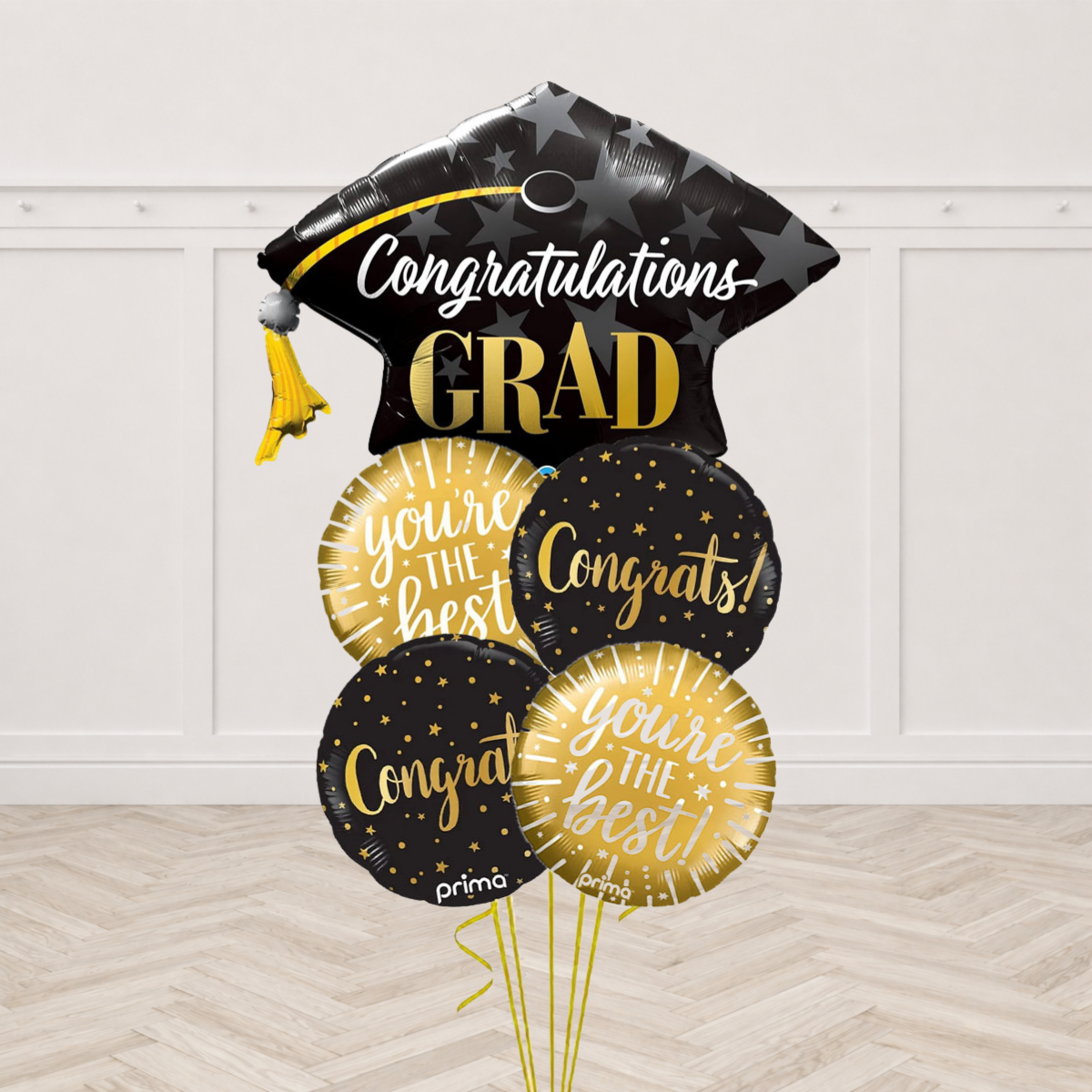 Congratulations Grad cap foil balloon with You're the Best and Congrats round foil balloons