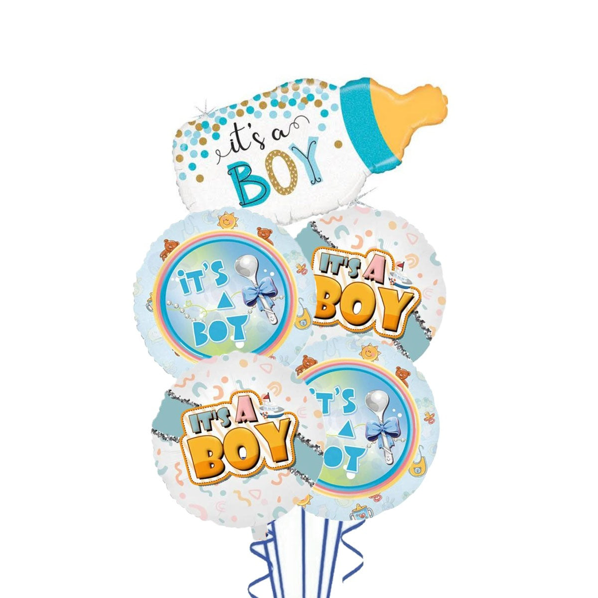 It's a Boy baby bottle foil balloon bouquet