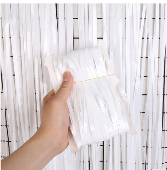 White fringe curtain