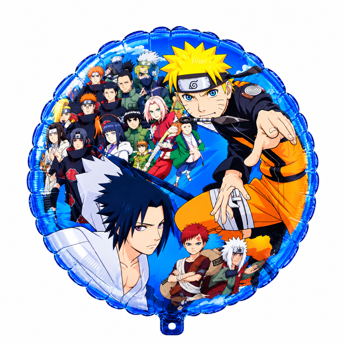 Naruto anime round foil balloon with Naruto and cast of characters