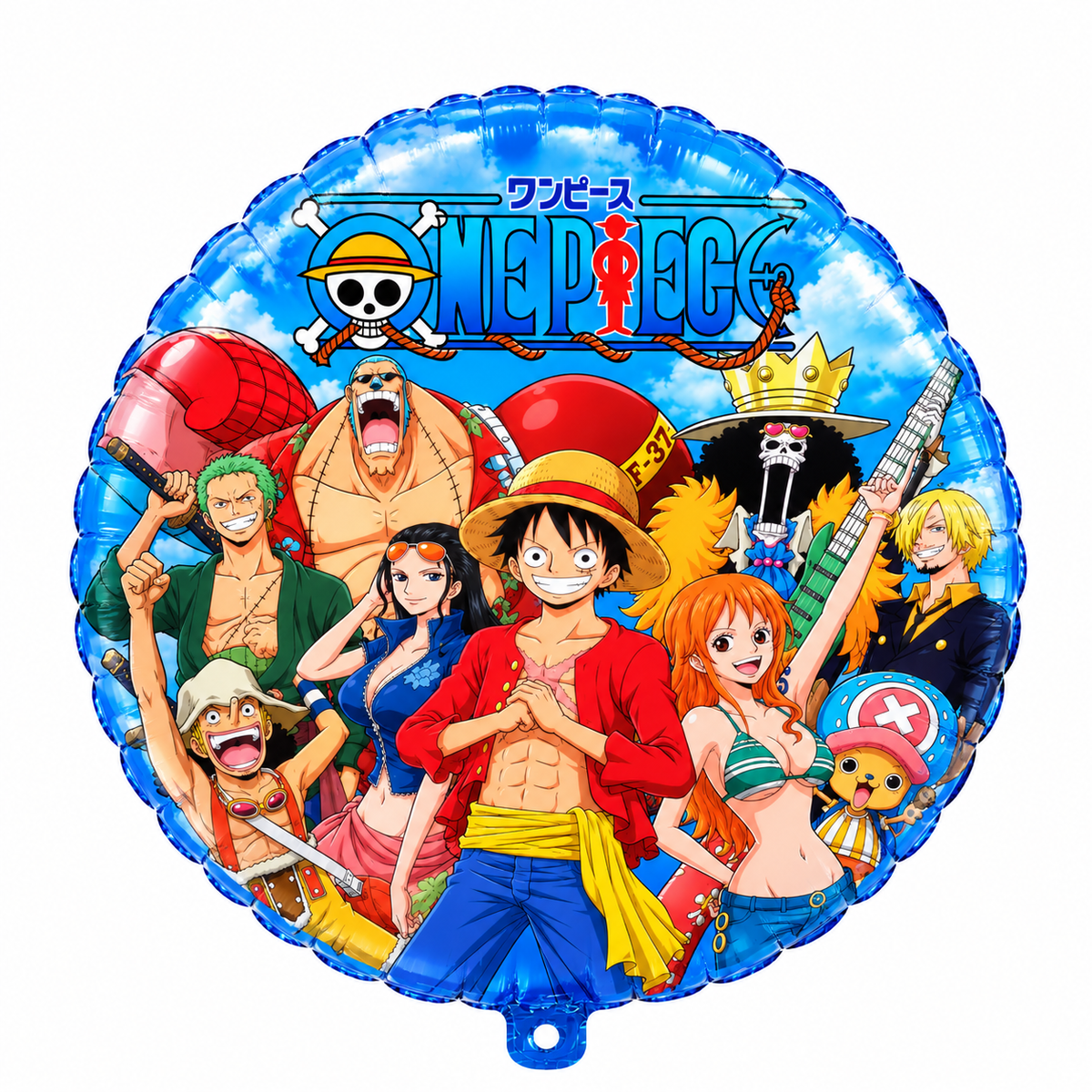 One Piece Straw Hat crew round foil balloon with anime characters