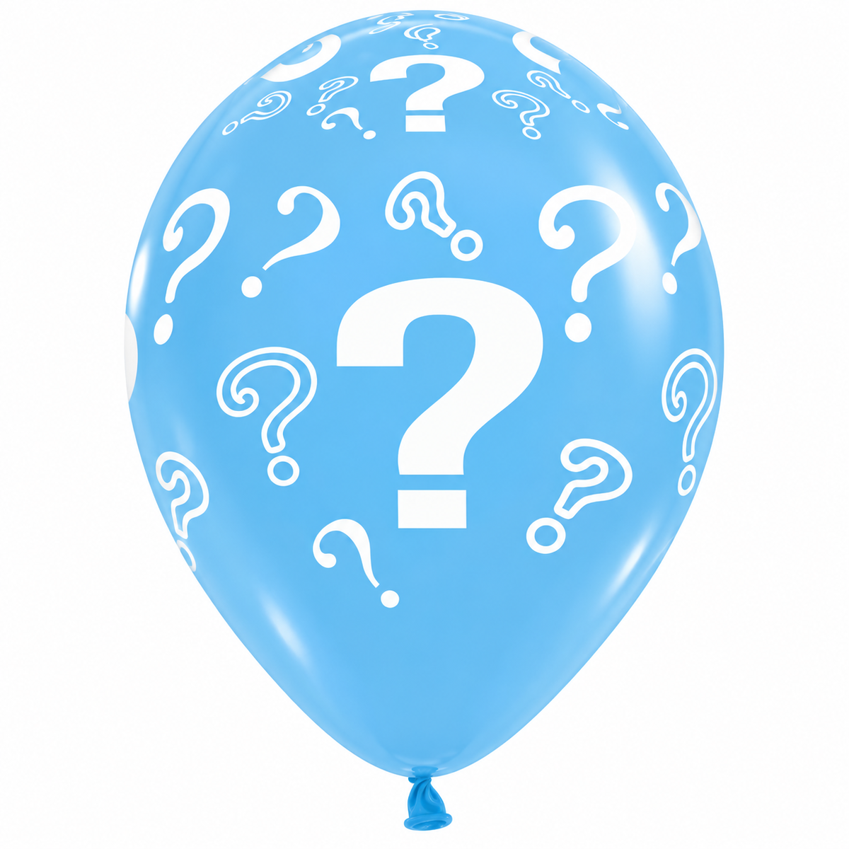 Blue question mark gender reveal latex balloon