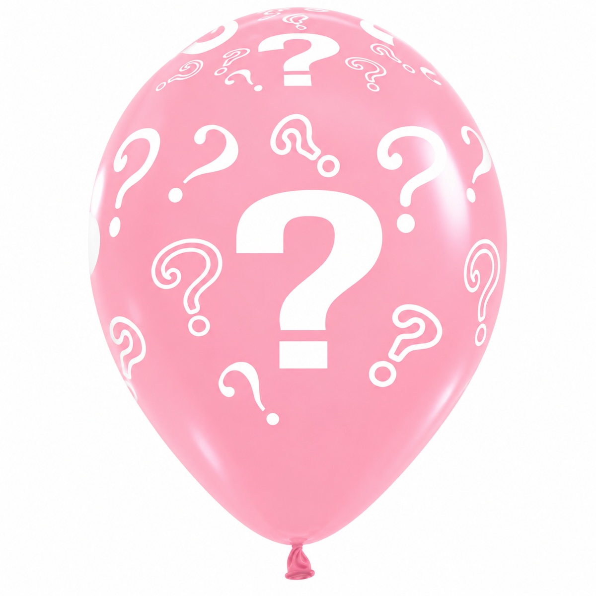 Pink question mark gender reveal latex balloon