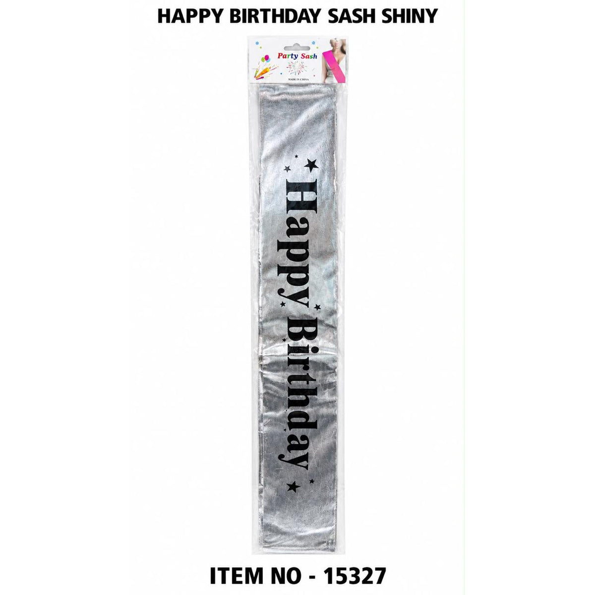 Silver sash printed Happy Birthday