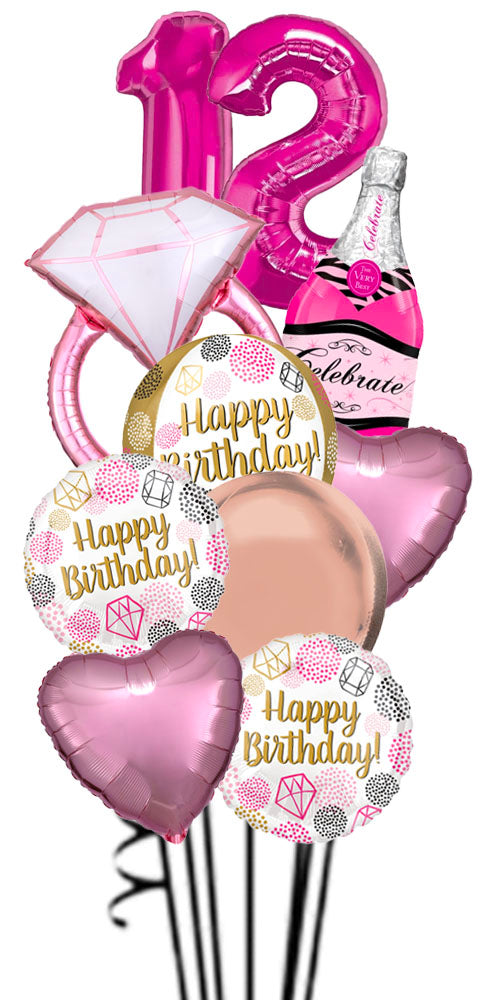 Any Two Number Pink and Gold Jewel Celebration Luxury Bouquet