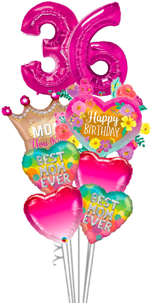 Any Two Number Best Mom Ever Birthday Big Balloon Bouquet With Weight