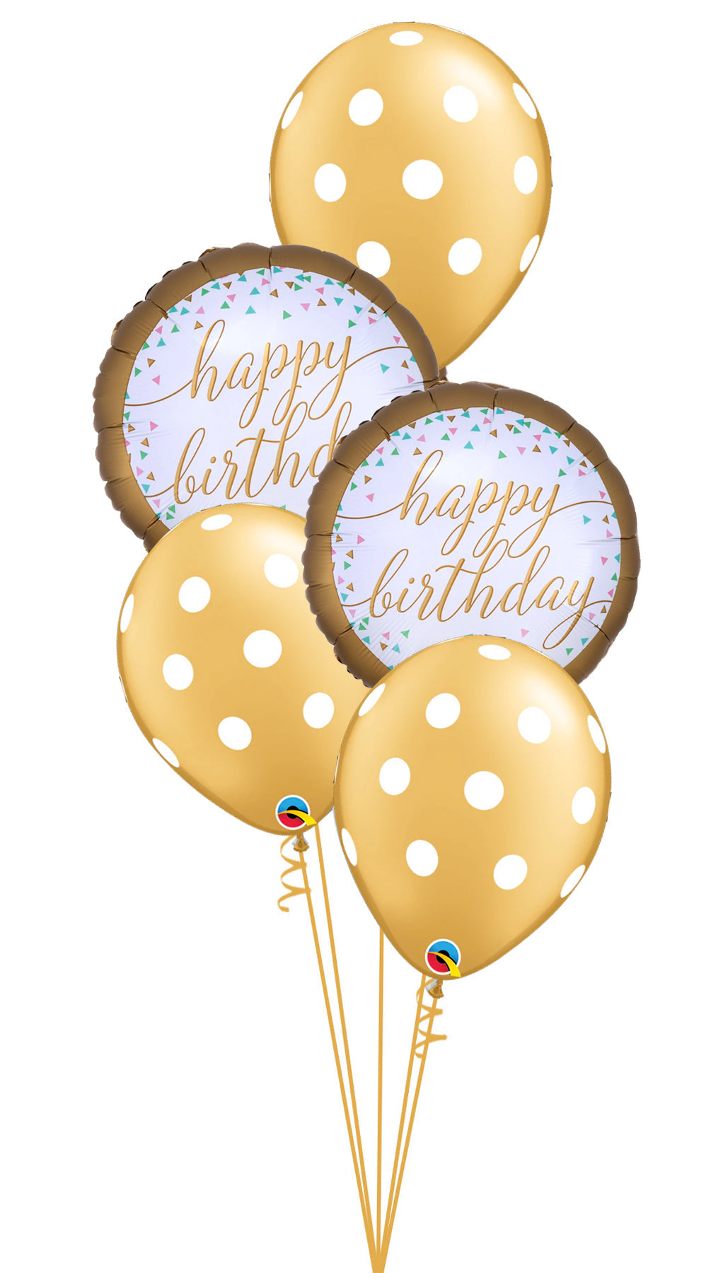 Pastel Confetti Bday Celebration Gold  Big Polka Balloon Bouquet With weight