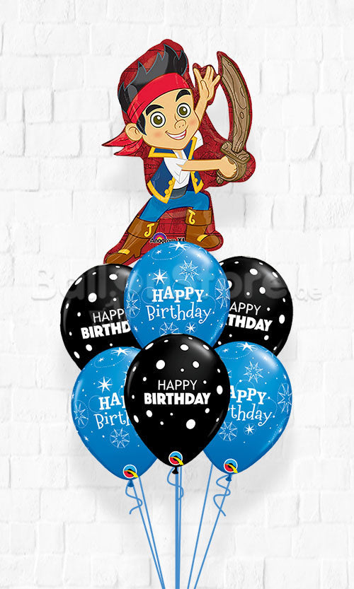 Jack the Pirate Sparkle Big Polka Birthday Balloon Bouquet