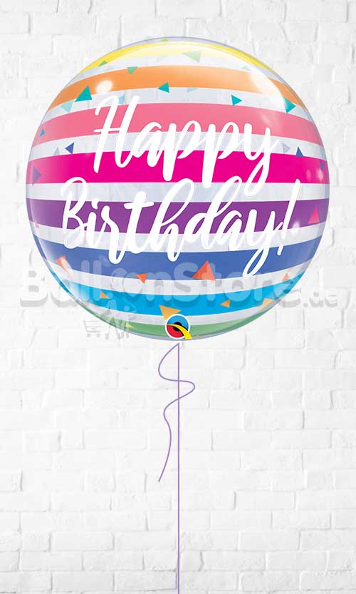 Single Bubble Birthday Bright Rainbow Stripe