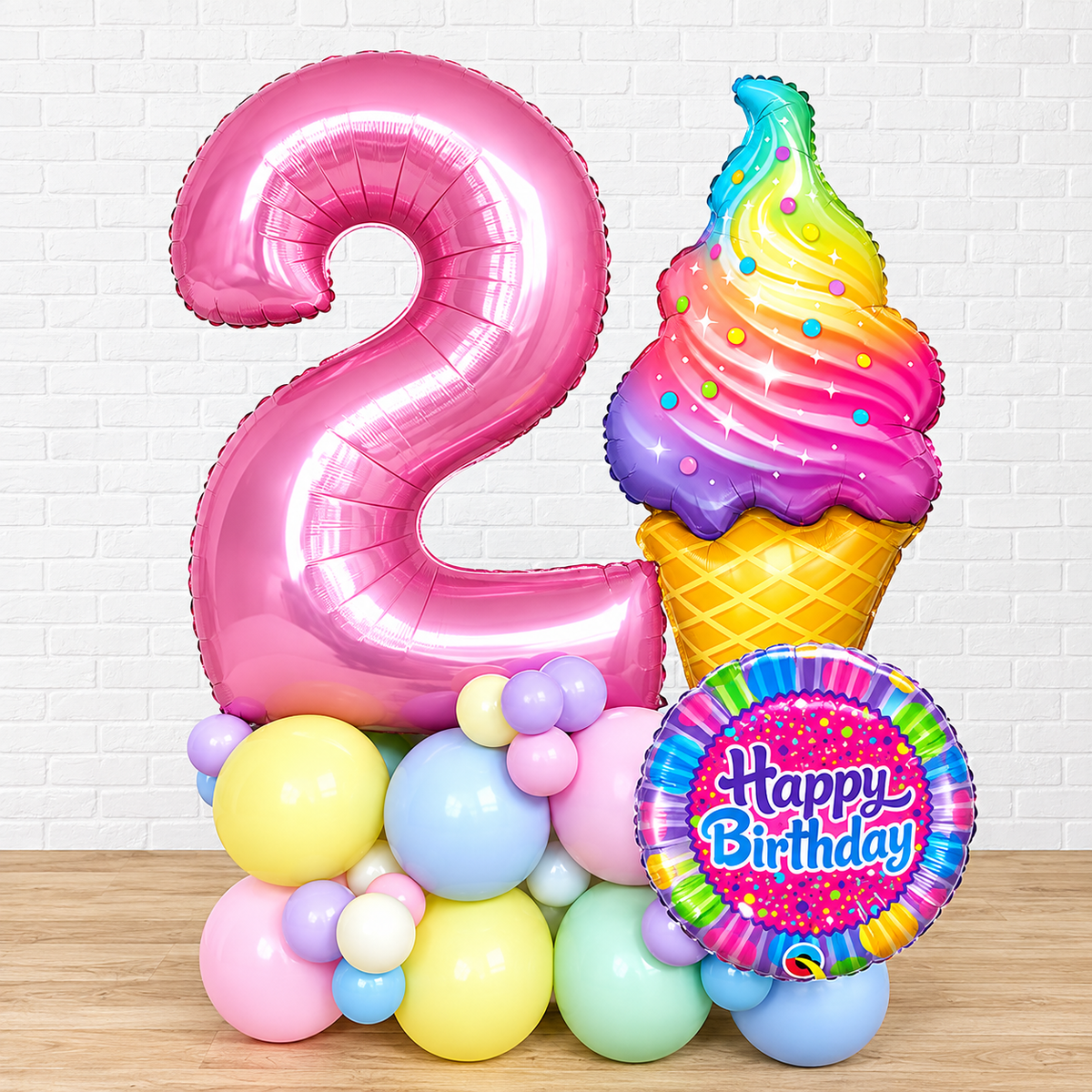 Any Single Number Ice Cream Theme Birthday Balloon Set