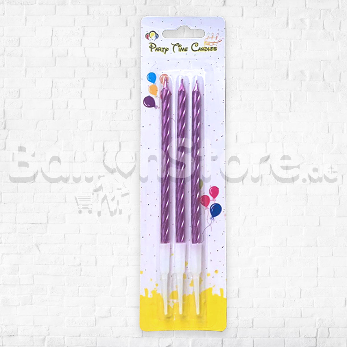 Pink  Single  Party Candles - 3pc