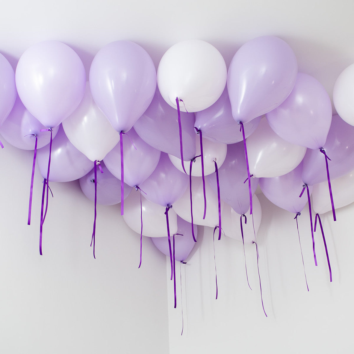 Lavender Theme Helium Balloons - 25count SATIN RIBBON