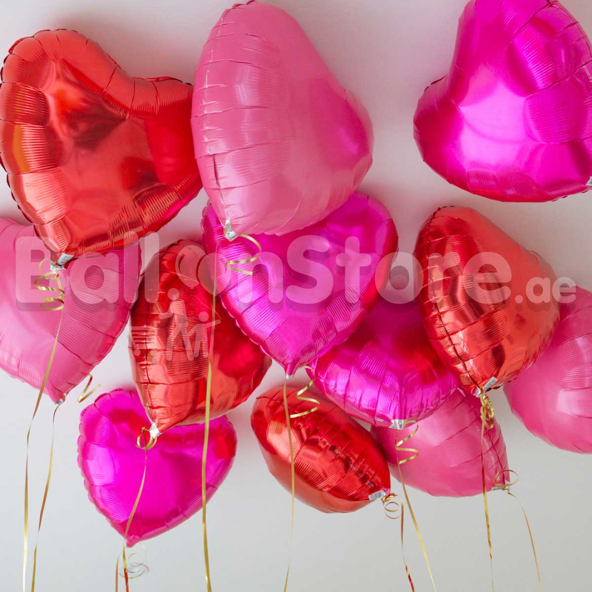 Love & Romance Heart Foil  Helium Balloons - 12count FOR-ceiling - Valentines Day Balloons delivery