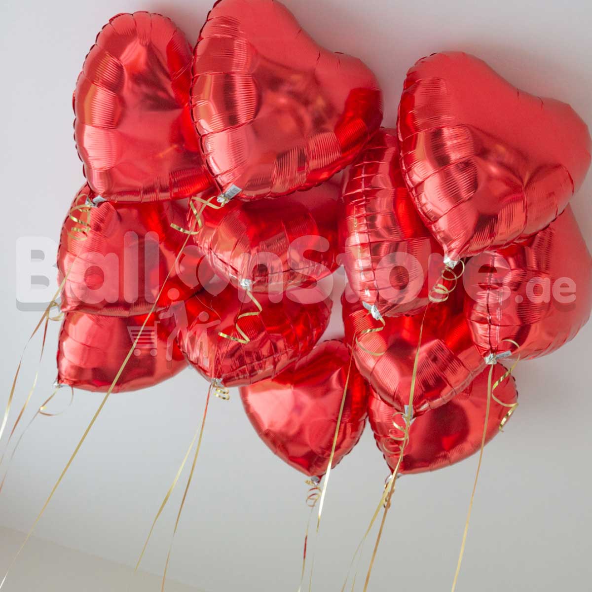 Love Red Heart Foil  Helium Balloons - 12count FOR-CEILING