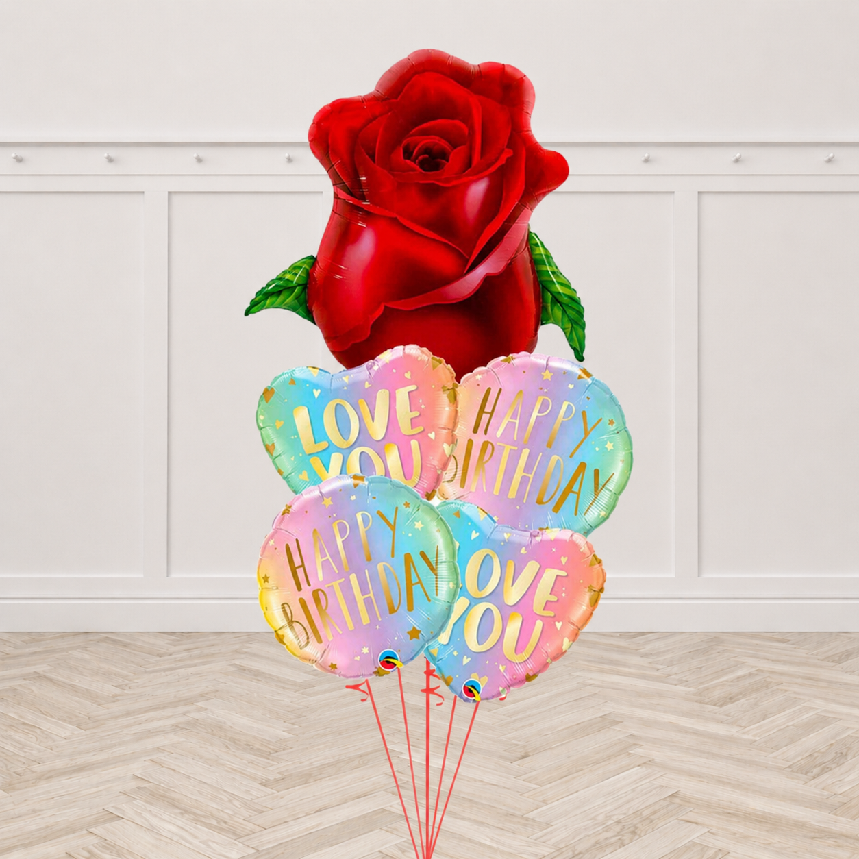 Red Rose BUd Happy Birthday Love Bouquet