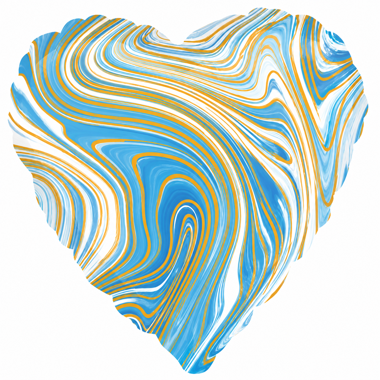 Blue Marblez Heart Foil Balloons